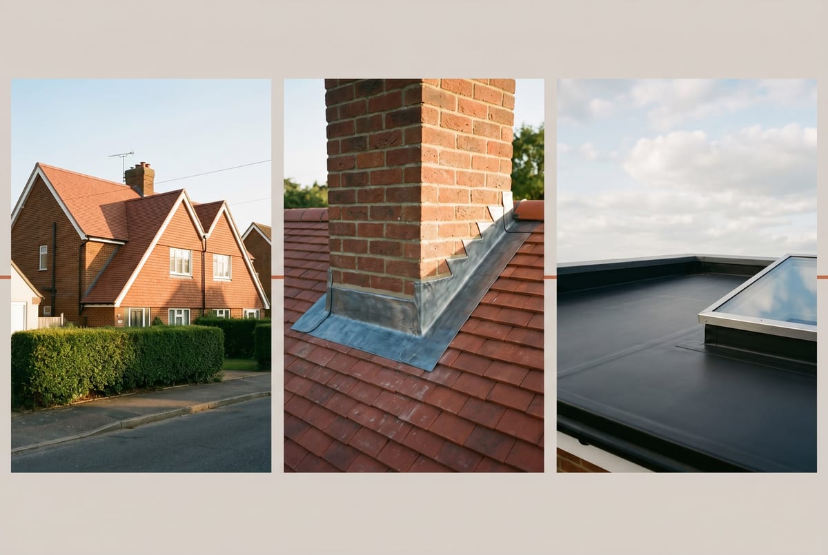Before-and-after portfolio cadence - three completed roofs in a Suffolk catchment