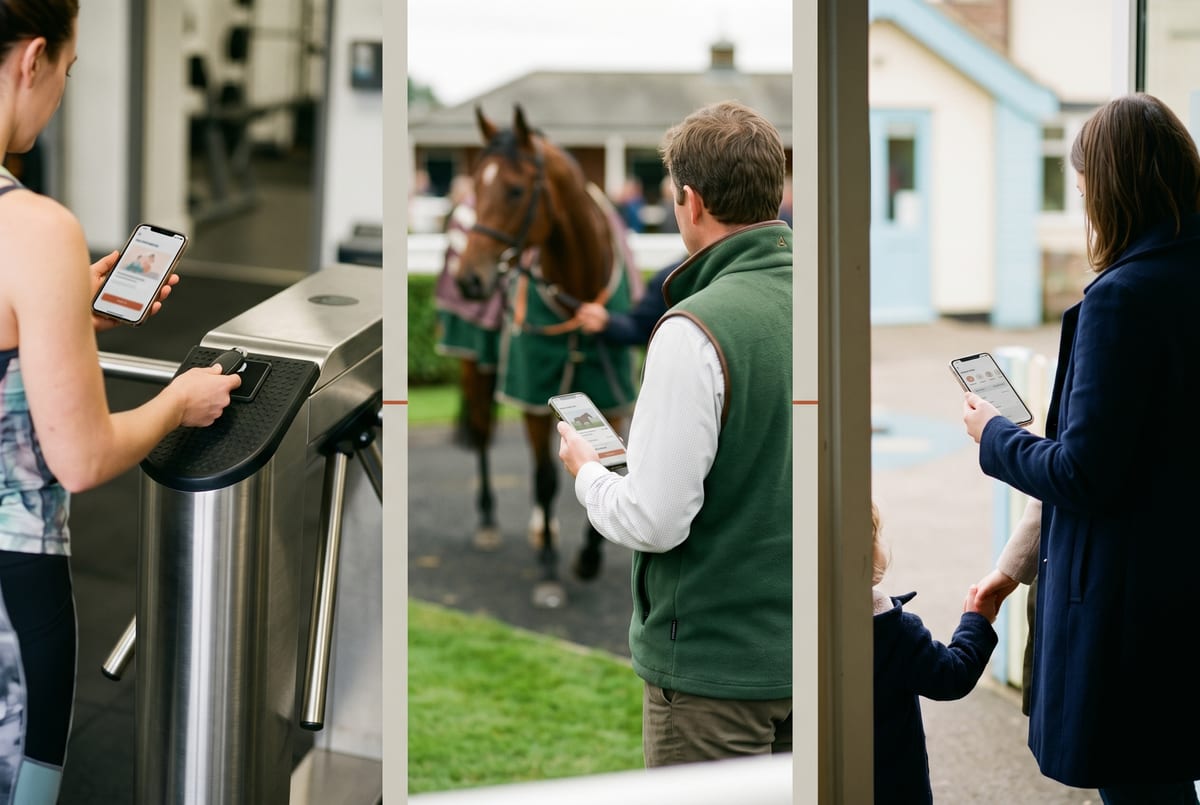 The same pattern ported across three different consumer apps - gym member, equine syndicate, parent app
