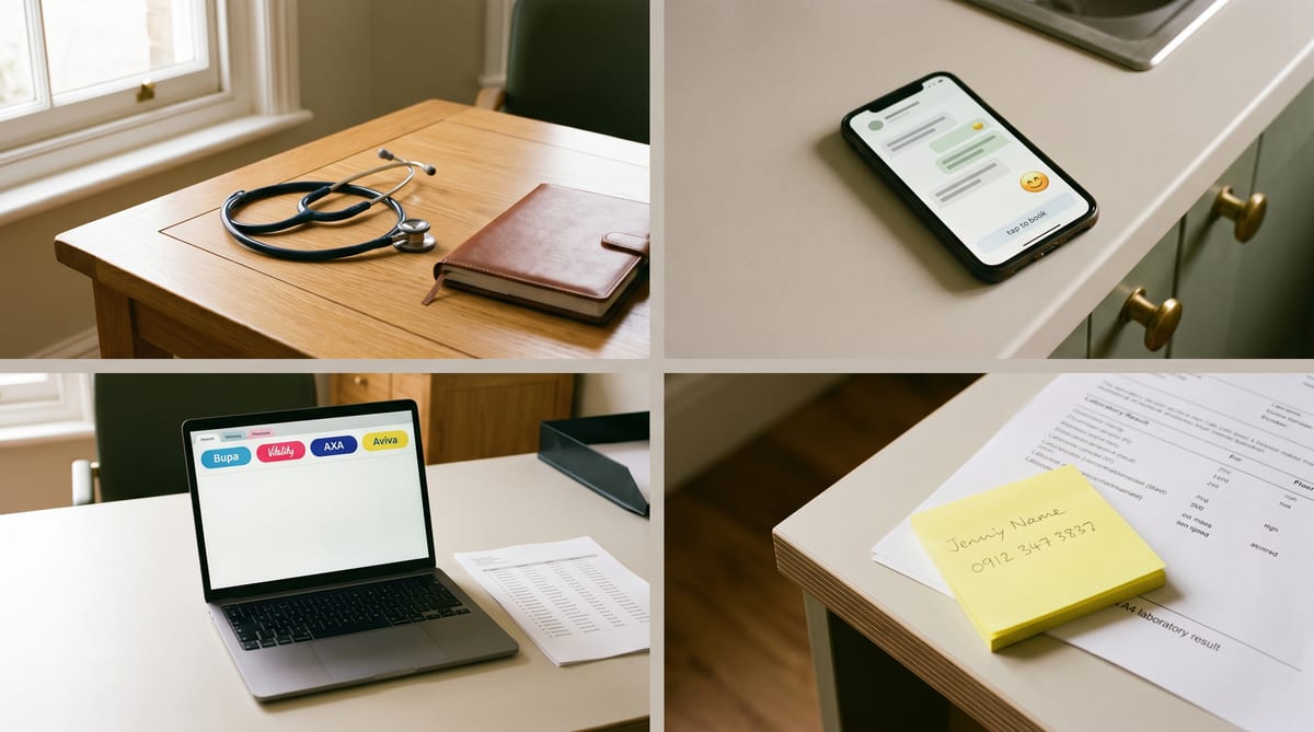 A UK private clinic's week - the PMS chair, the WhatsApp thread, the PMI portal queue, the lab result waiting for sign-off