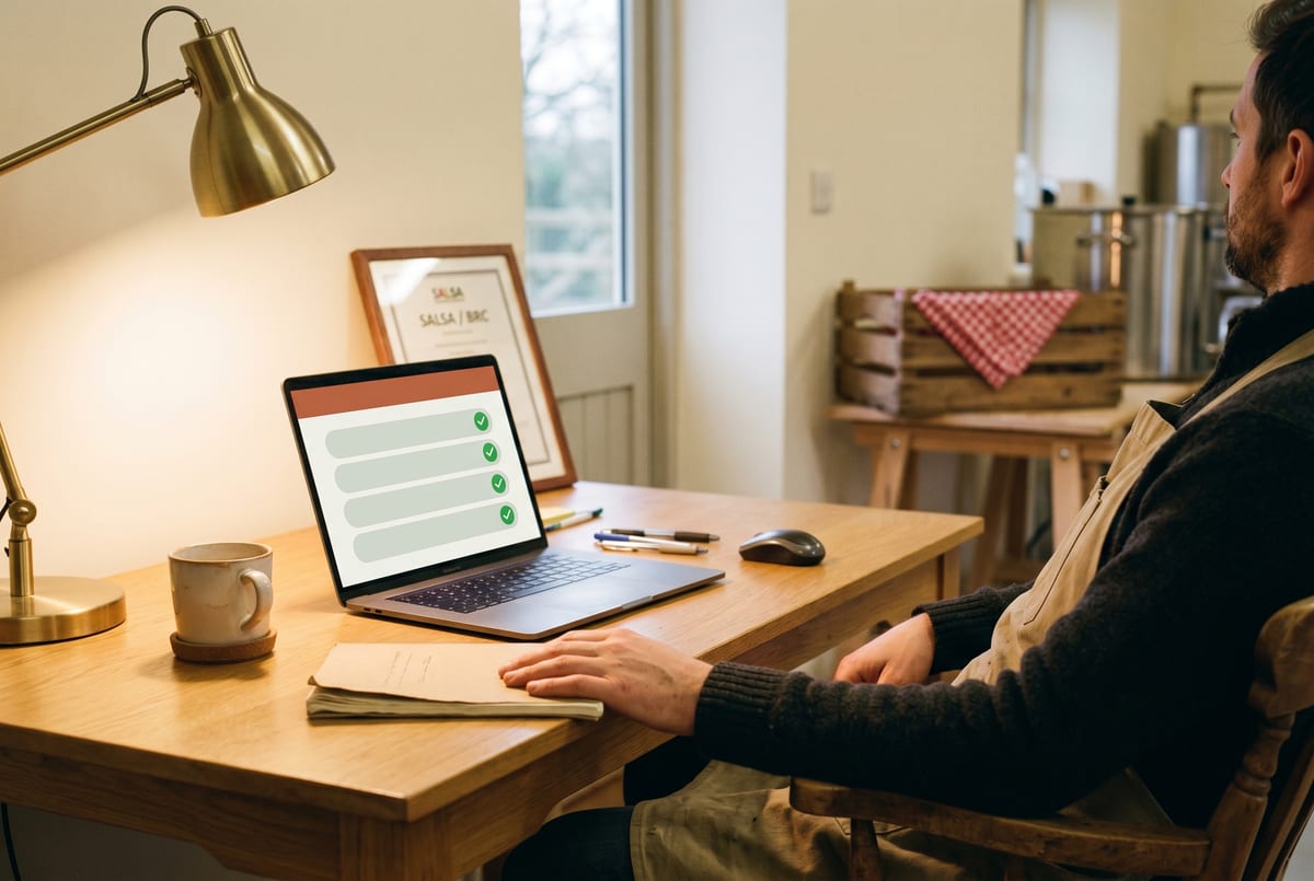 Friday evening at the craft producer's office - the week's wholesale orders in Xero, the cellar-door Saturday already paid-and-upsold, the Shopify orders shipped, the three-statement reconciliation done, the batch trace one query away