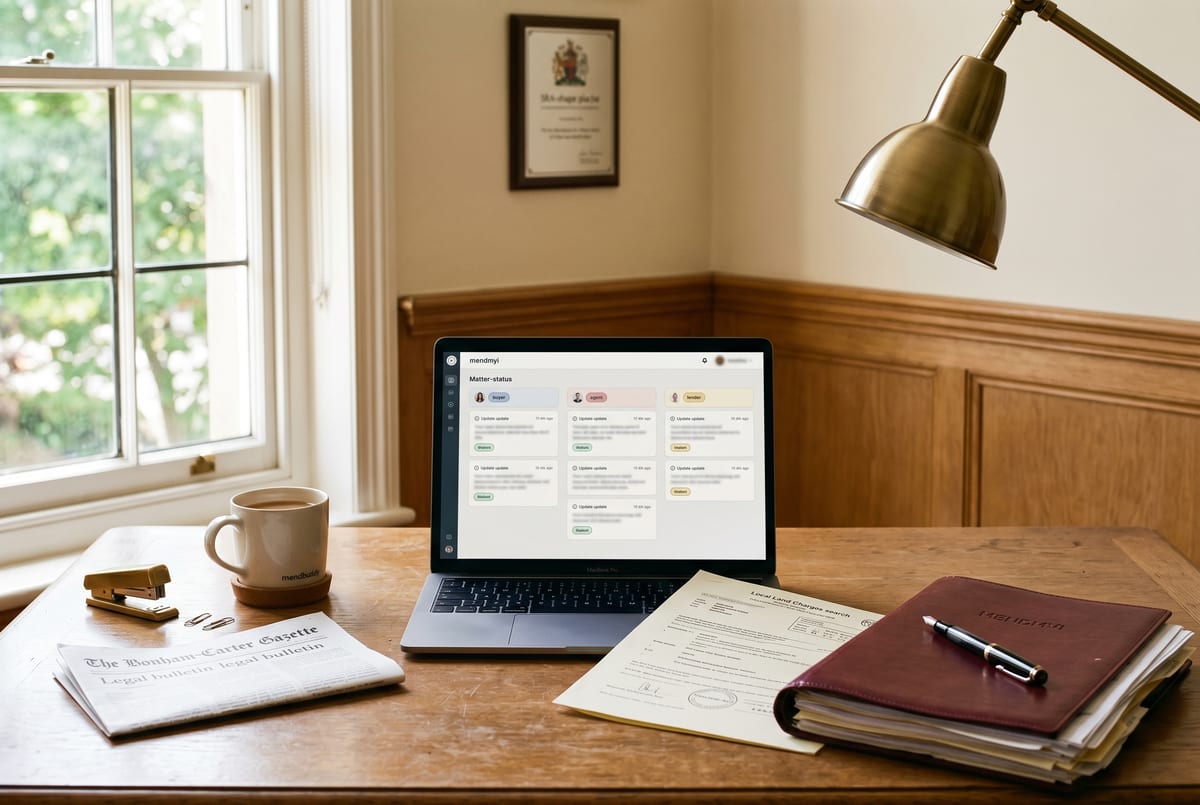 The matter-status thread on a Thursday - the buyer, the agent, and the lender all reading the same update without ringing