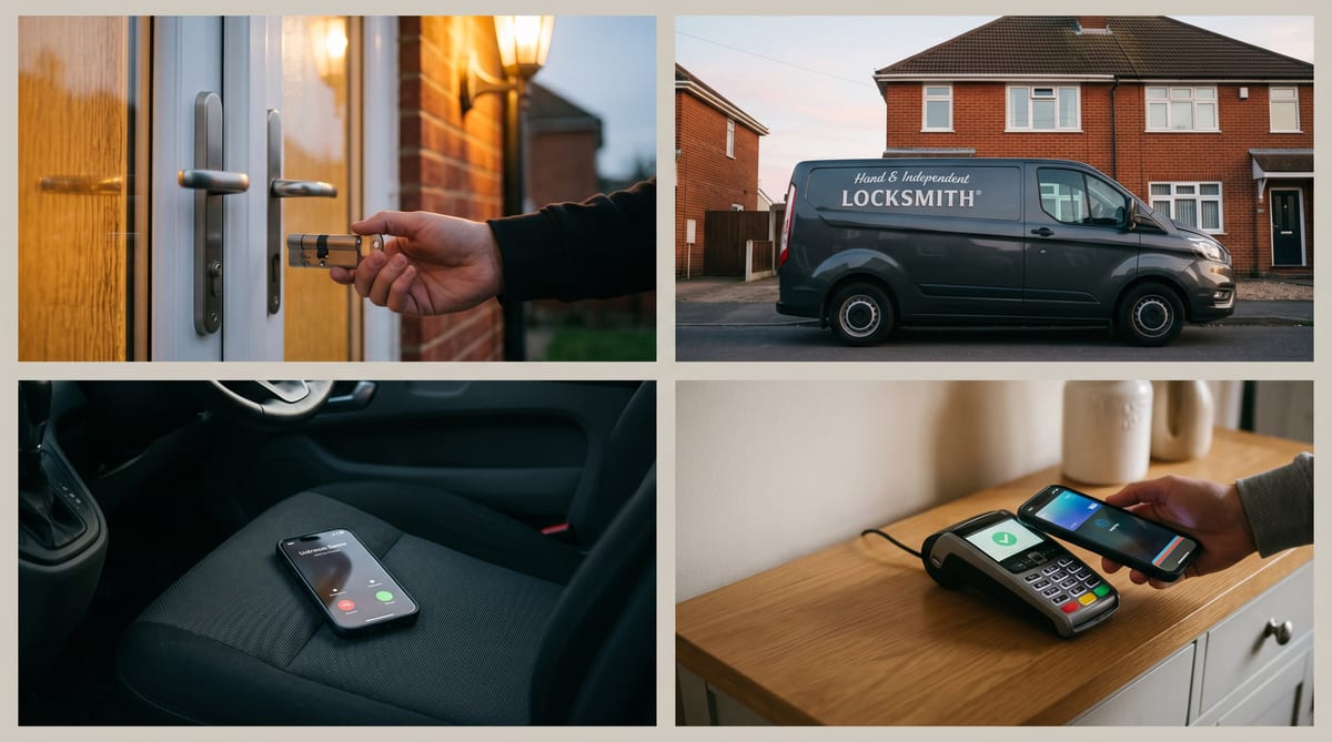 A UK locksmith's week - the doorstep, the cylinder, the card terminal, the van