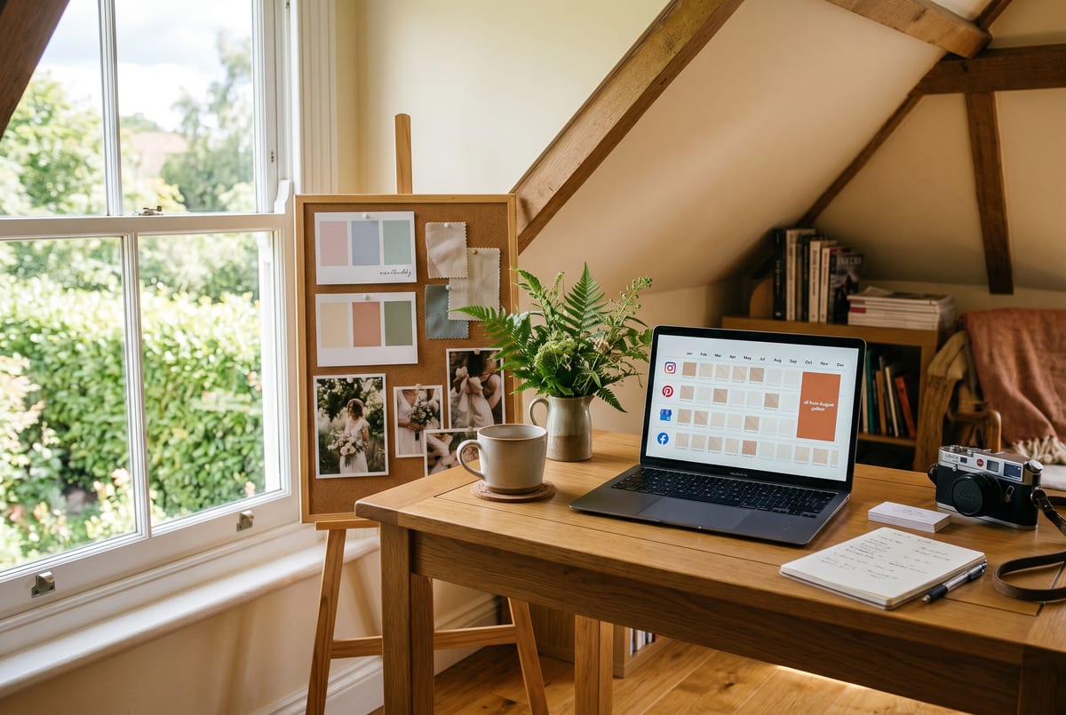 Wedding photographer's twelve-months-of-content queue from one August gallery handover