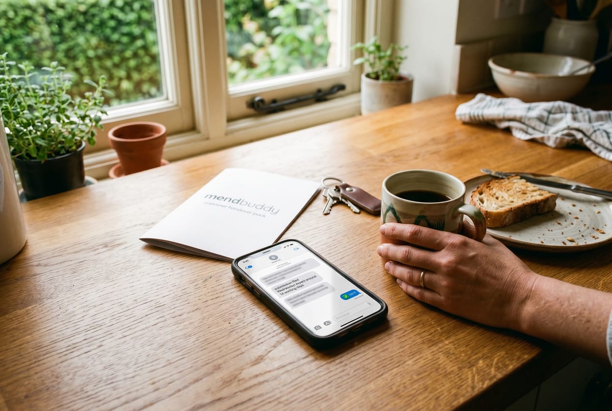 The customer-side state SMS - 'submission filed, expect around fourteen working days'