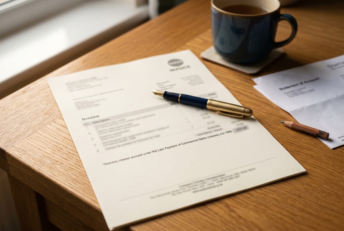 The day-31 chase - Late Payment Act line itemised, statutory interest baked in