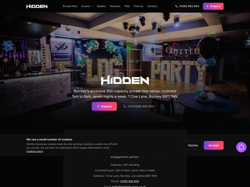 Screenshot of the Hidden Burnley website we built