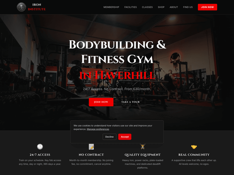 Screenshot of the Iron Institute website we built