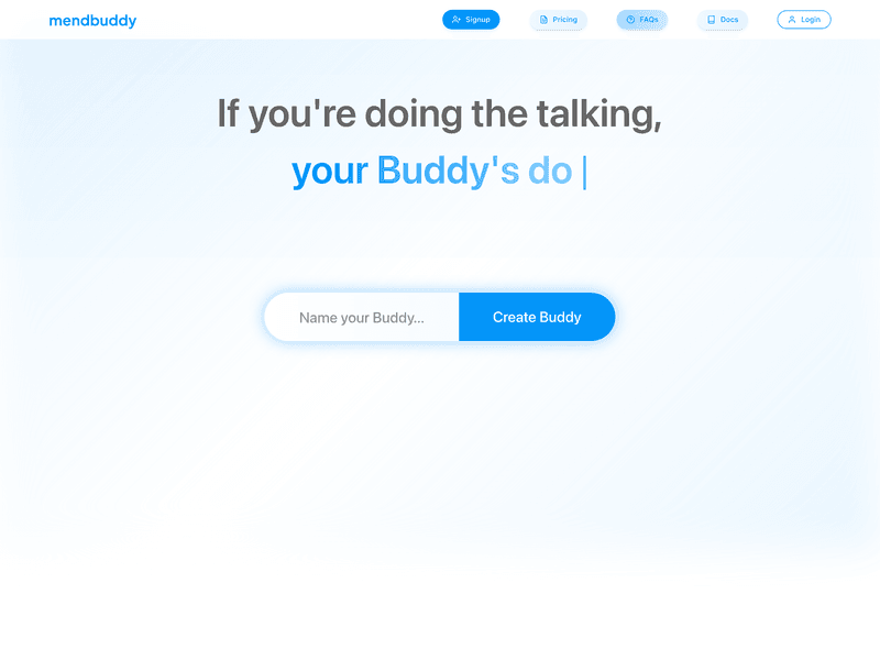 Screenshot of the mendbuddy website we built