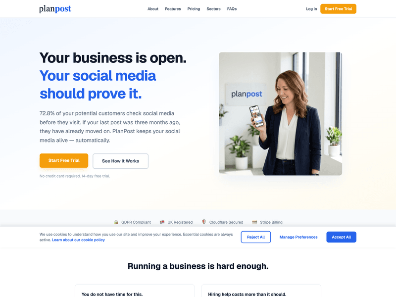 Screenshot of the planpost website